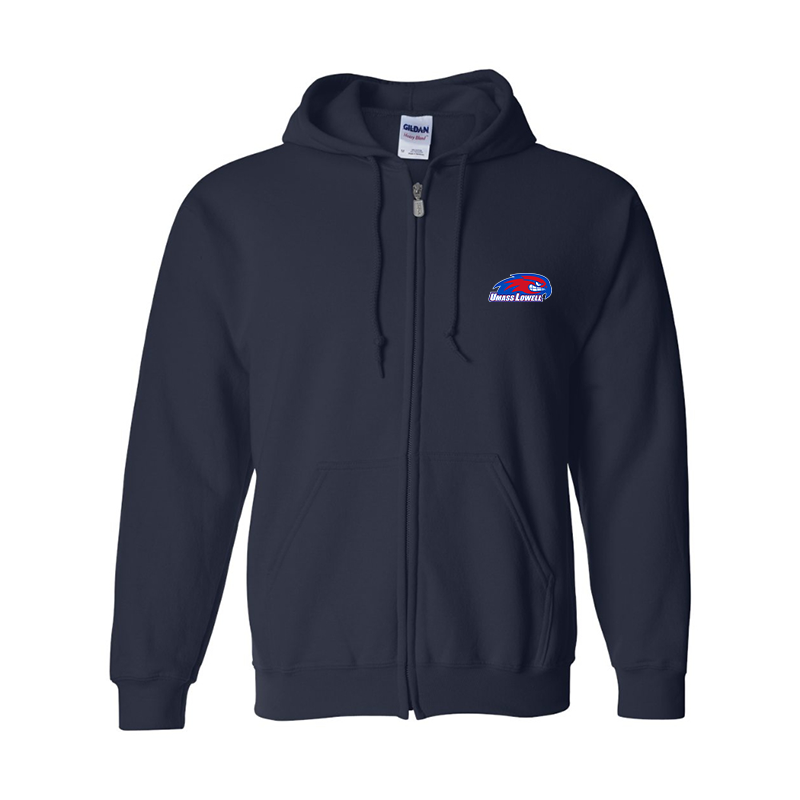 Men's  UMass Lowell River Hawks Gildan  Heavy Blend Full Zip Hooded Sweatshirt
